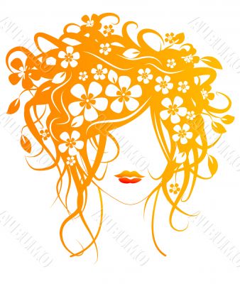 Beautiful girl with flowers in hair Beautiful girl with flowers in hair