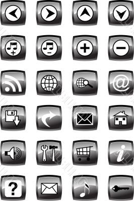 Vector illustration of glossy multimedia icon set Vector illustration of glossy multimedia icon set