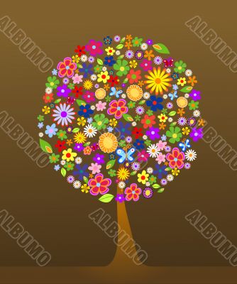 Colorful tree with flowers Colorful tree with flowers