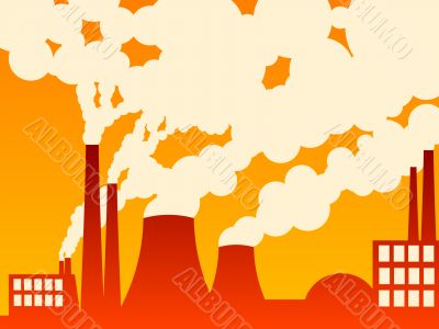 vector illustration of a factory belching out pollution