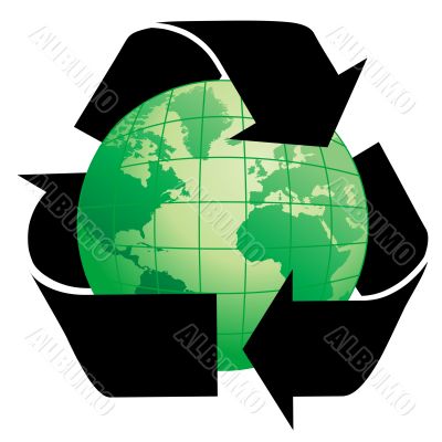 Planet Earth with Recycle Symbol