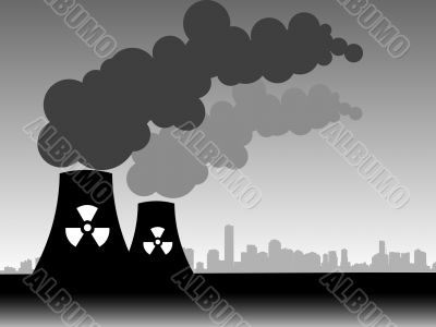 vector illustration of a factory belching out pollution