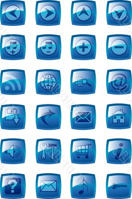 Vector illustration of glossy multimedia icon set