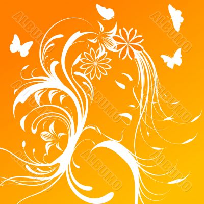 Beautiful girl with flowers in hair