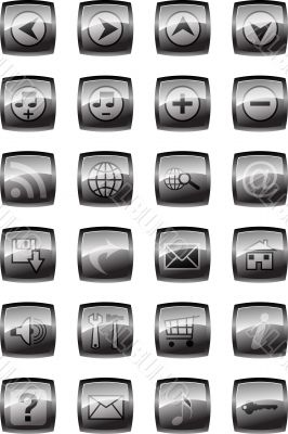 Vector illustration of glossy multimedia icon set