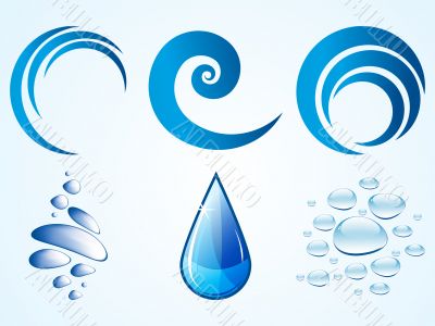 logo elements, water drops, bubbles and waves logo elements, water drops, bubbles and waves