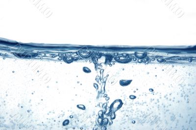 Blue water with bubbles