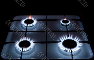 flames of gas stove
