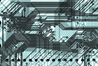 Blue abstract circuit board background in hi-tech style