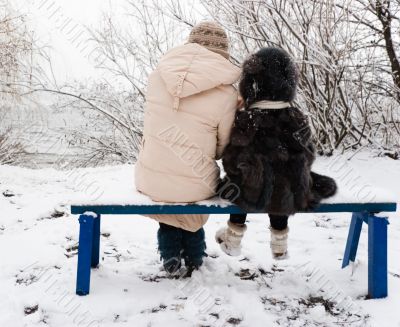 mother and daughter in winter mother and daughter in winter