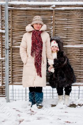 mother and daughter in winter mother and daughter in winter
