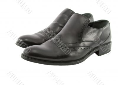 Black male leather shoes isolated in white
