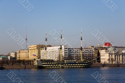 Frigate in the city