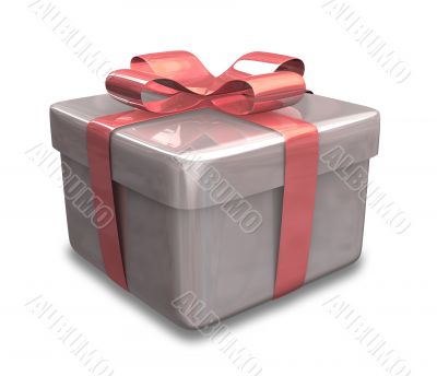 wrapped white and red gift - 3D made