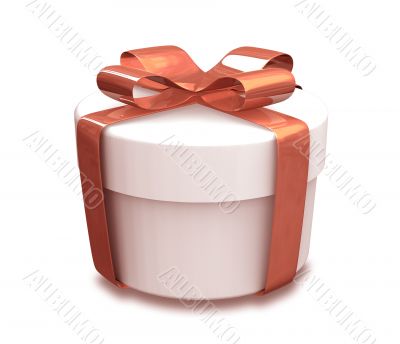 wrapped white and red gift - 3D made
