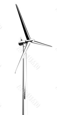 3d wind turbine mill white