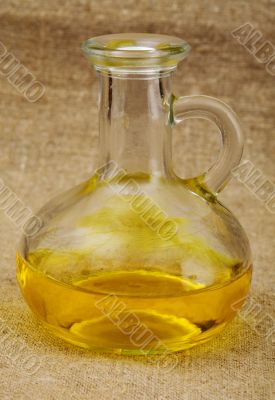 Carafe with yellow oil
