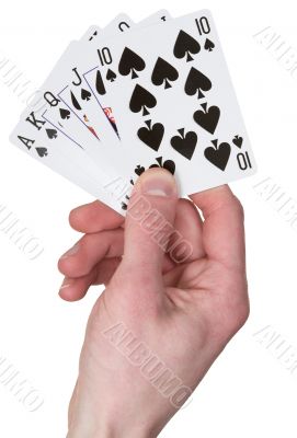 Playing card on hand