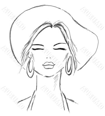 Summer lady sketch Summer lady sketch