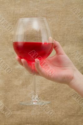 Wineglass on hand