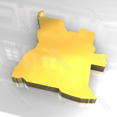 3d golden map of angola 3d golden map of angola