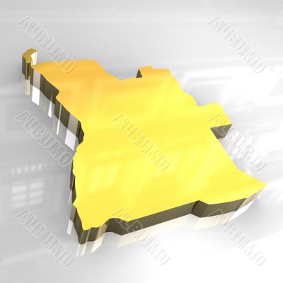 3d golden map of angola