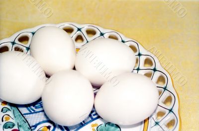 Five eggs on the plate Five eggs on the plate