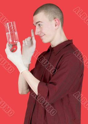 Boy hold glass of water