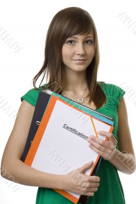 Female student with briefcase Certification