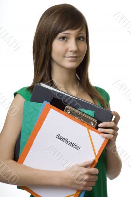 Female student with application