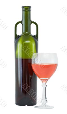 Still-life with a glass of wine and a bottle