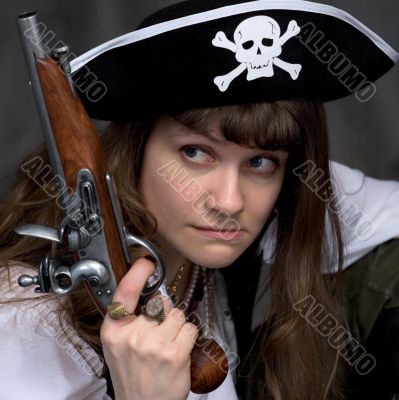 Girl - pirate on black