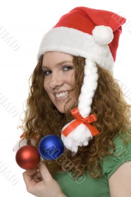 Christmas, red haired teenager with decoration