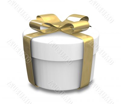 wrapped white and gold gift - 3D made