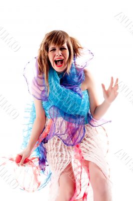 Teenage girl being hysterical in a special dress