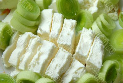 Leek cheese background