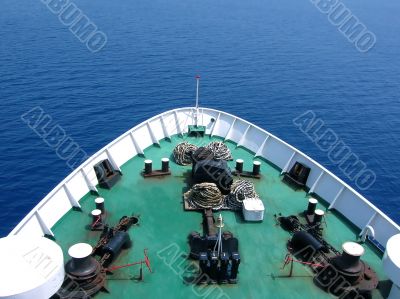 bow of a ship from above