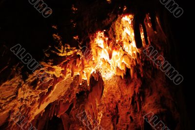 Stalagmites in stone cave