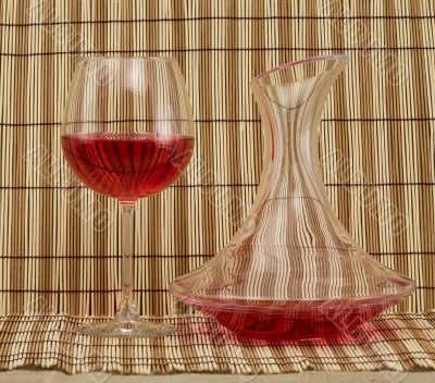 Stil life with decanter and goblet