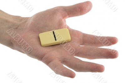 Bone of dominoes on hand