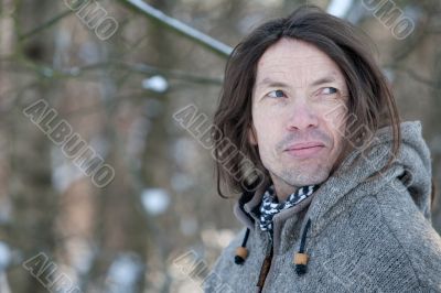 Character face in winter scape