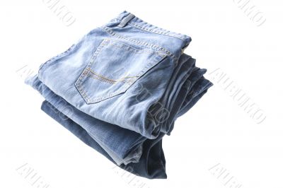 Blue jeans on white background