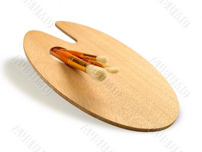 Paint brushes on palette