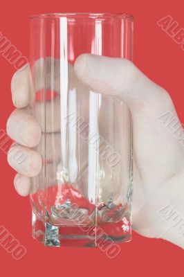 Glass of water on hand in glove