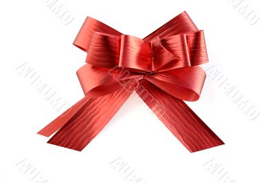 Red ribbon on white with clipping path.