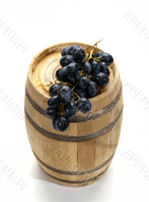 grape on the wine barrel