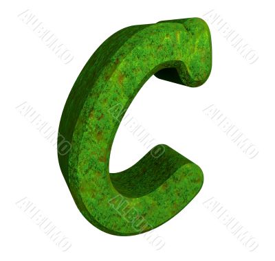 3d letter C in green grass