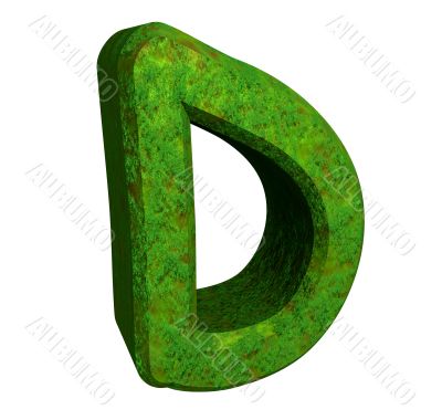 3d letter D in green grass