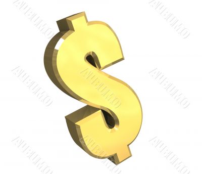 isolated dollar symbol in gold - 3D made isolated dollar symbol in gold - 3D made