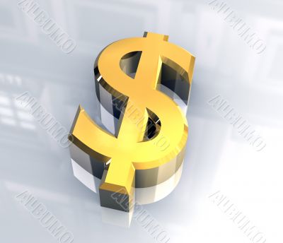 isolated dollar symbol in gold - 3D made isolated dollar symbol in gold - 3D made